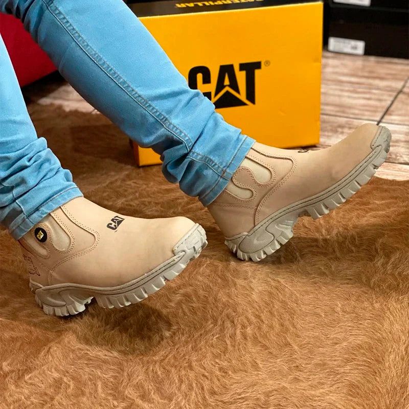 Kit Caterpillar - Bota Masculina em Couro Legítimo e Palmilha Ortopédica + Brindes Exclusivos