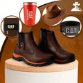Kit Caterpillar - Bota Masculina em Couro Legítimo e Palmilha Ortopédica + Brindes Exclusivos